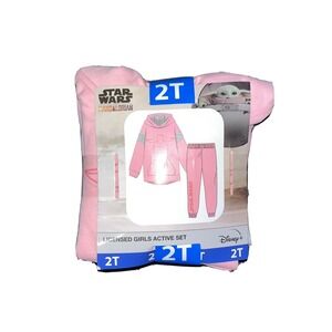 NWT Girls STAR WARS Mandalorian 2 Piece Pink Active Set 2T‎